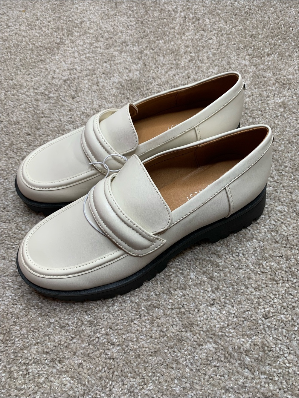 Nine West Cream Penny Loafers with Black Soles